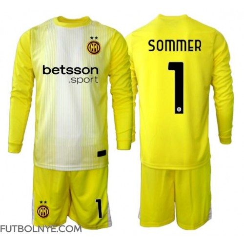 Camiseta Inter Milan Yann Sommer #1 Portero Visitante Equipación para niños 2025-26 manga larga (+ pantalones cortos)